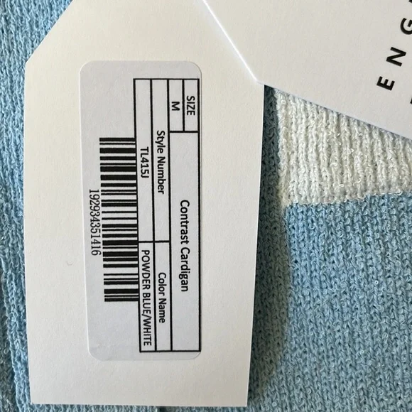 NEW ENGLISH FACTORY CONTRAST CARDIGAN IN POWDER BLUE/WHITE NWT MEDIUM - Picture 6 of 11